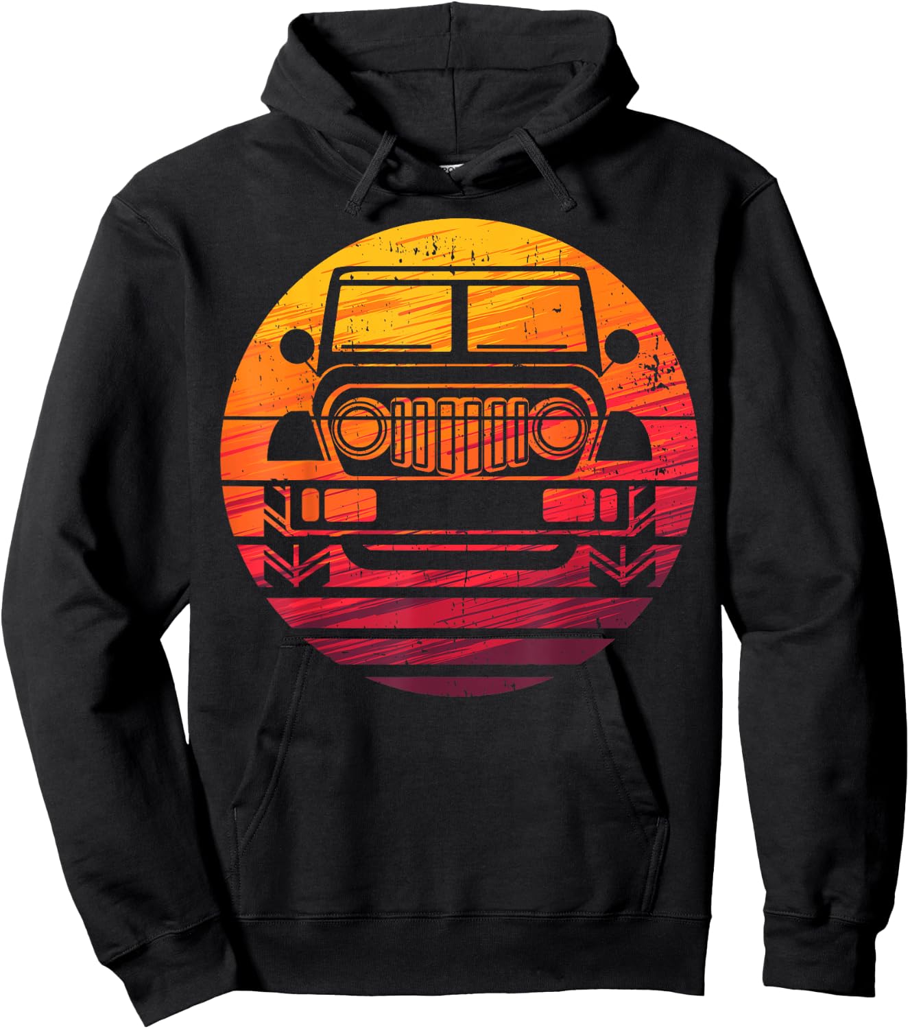 Off Road 4X4 Vintage Retro 70s Sunset Off Road Hoodie - Hoodie | Black