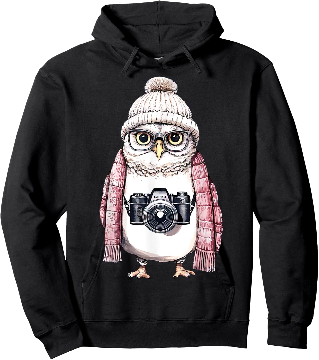 Cute Owl Photography Photographer Camera Men Women Hoodie - Hoodie | Black