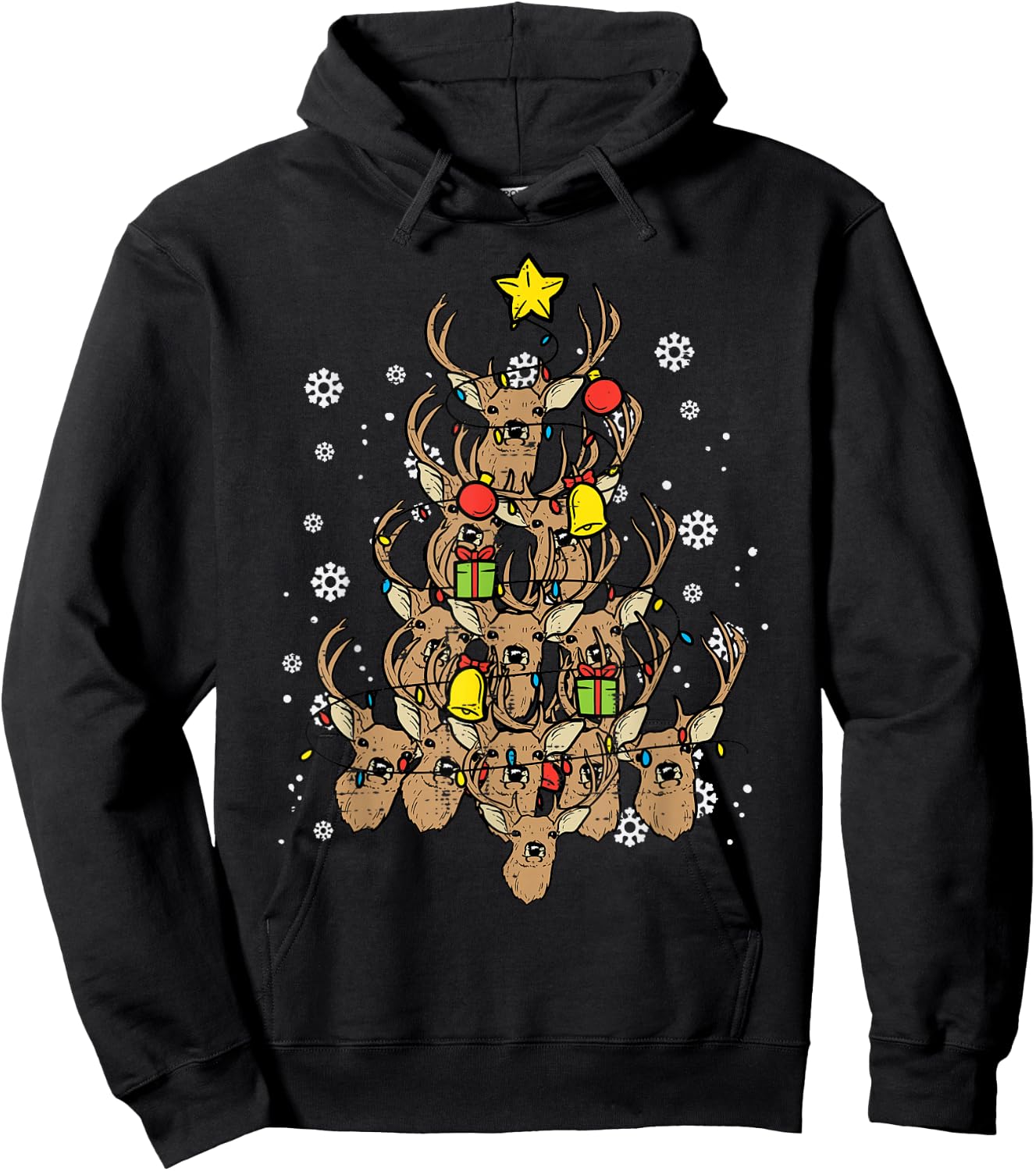 Deer Christmas Tree Xmas Hunting Hunt Men Dad Men Women Kids Hoodie - Hoodie | Black