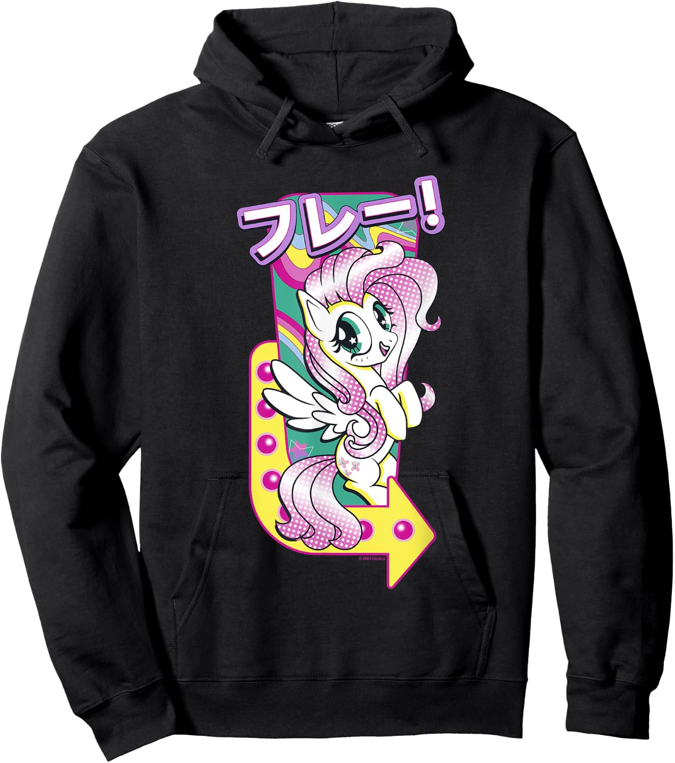 My Little Pony: Friendship Is Magic Fluttershy Kanji Neon Hoodie - Hoodie | Black