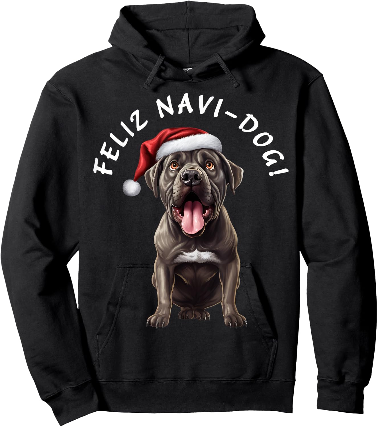 Funny Cane Corso Dog Mom Says Feliz Navi-Dog! Feliz Navidad! Hoodie - Hoodie | Black