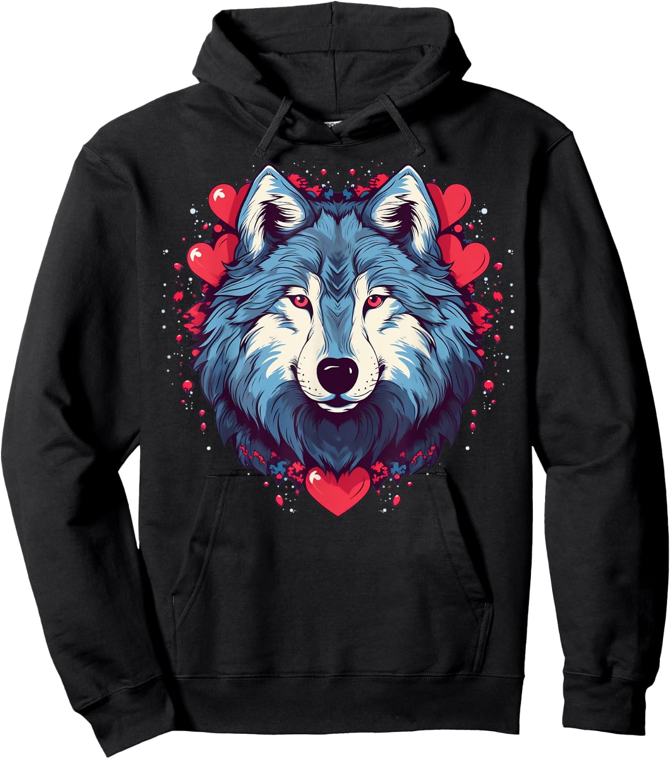 Wolf Love Heart for Valentines Day on Wolf Lover Hoodie - Hoodie | Black