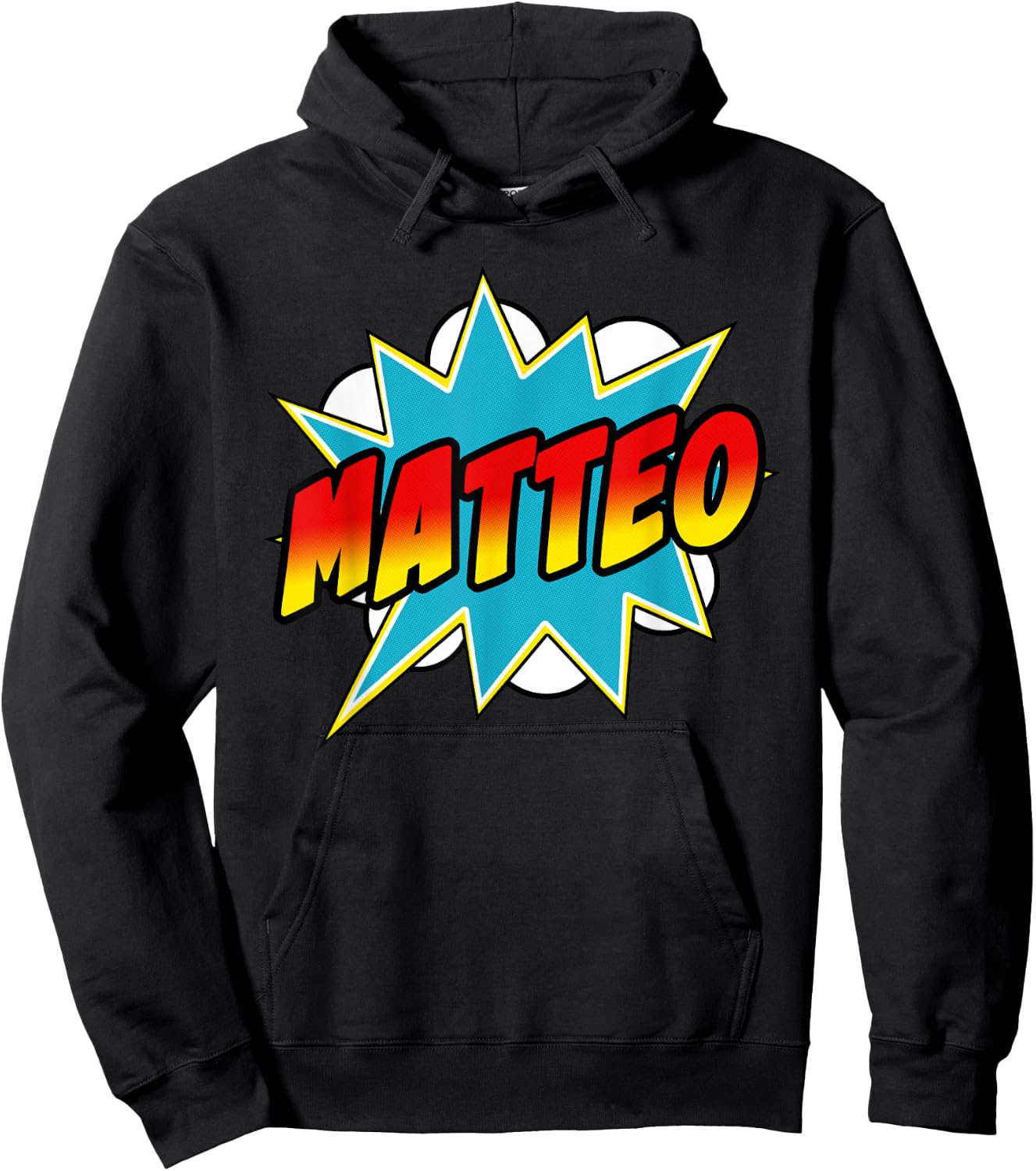 Matteo Name Superhero Retro Comic Hoodie - Hoodie | Black