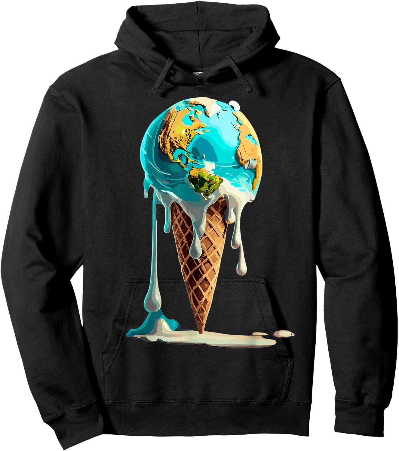 Climate Change Global Warming Melting Earth Day Ice Cream Women Kids Hoodie - Hoodie | Black