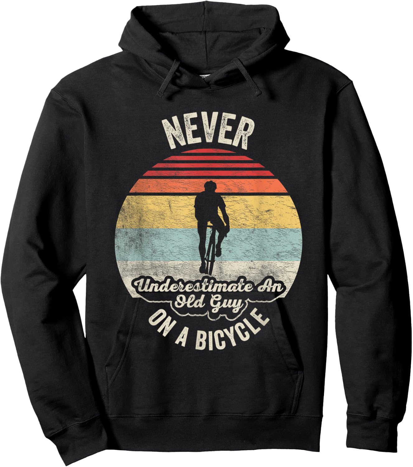 Vintage Never Underestimate An Old Guy On A Bicycle Cycling Hoodie - Hoodie | Black