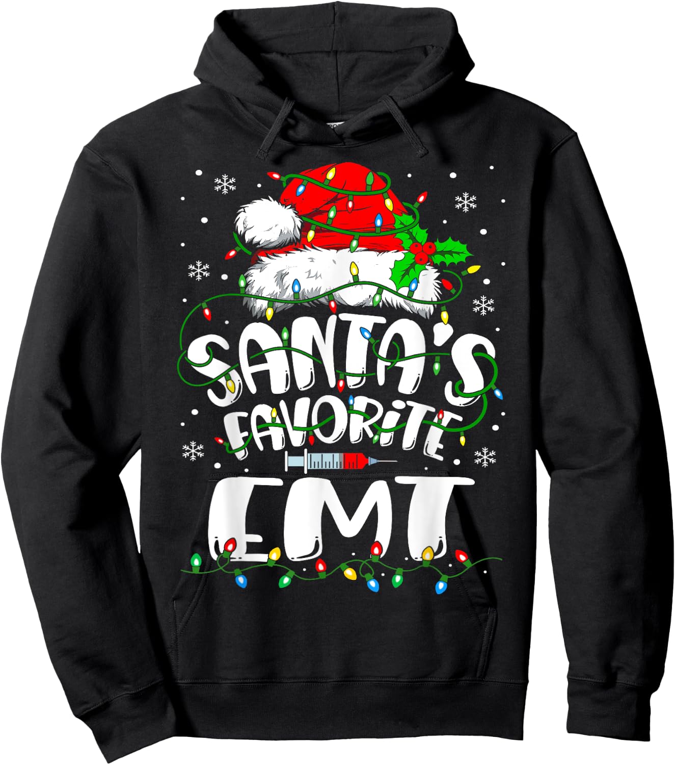 Santa Favorite EMT Christmas Emergency Medical Technician Hoodie - Hoodie | Black