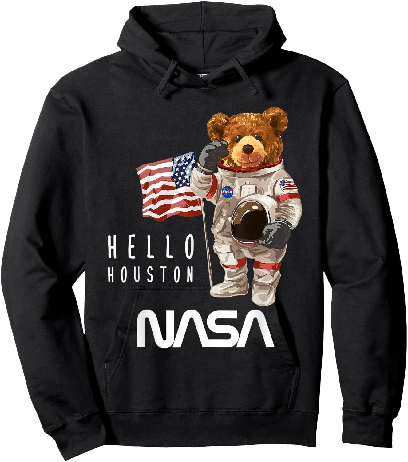 NASA Astronaut Teddy-Bear Worm Logo Hoodie - Hoodie | Black