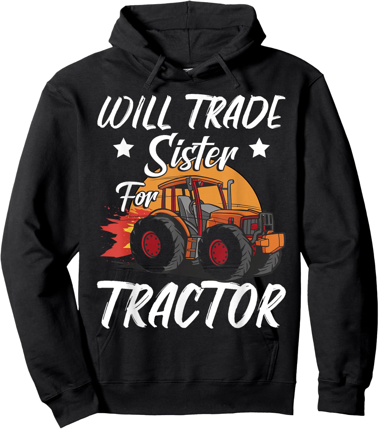 Will Trade Sister For Tractor Kids Boys Farm Tractor Hoodie - Hoodie | Black