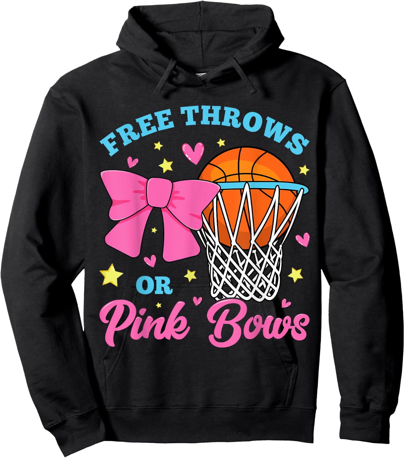 Free Throws or Pink Bows Pregnancy Pink Blue Gender Reveal Hoodie - Hoodie | Black