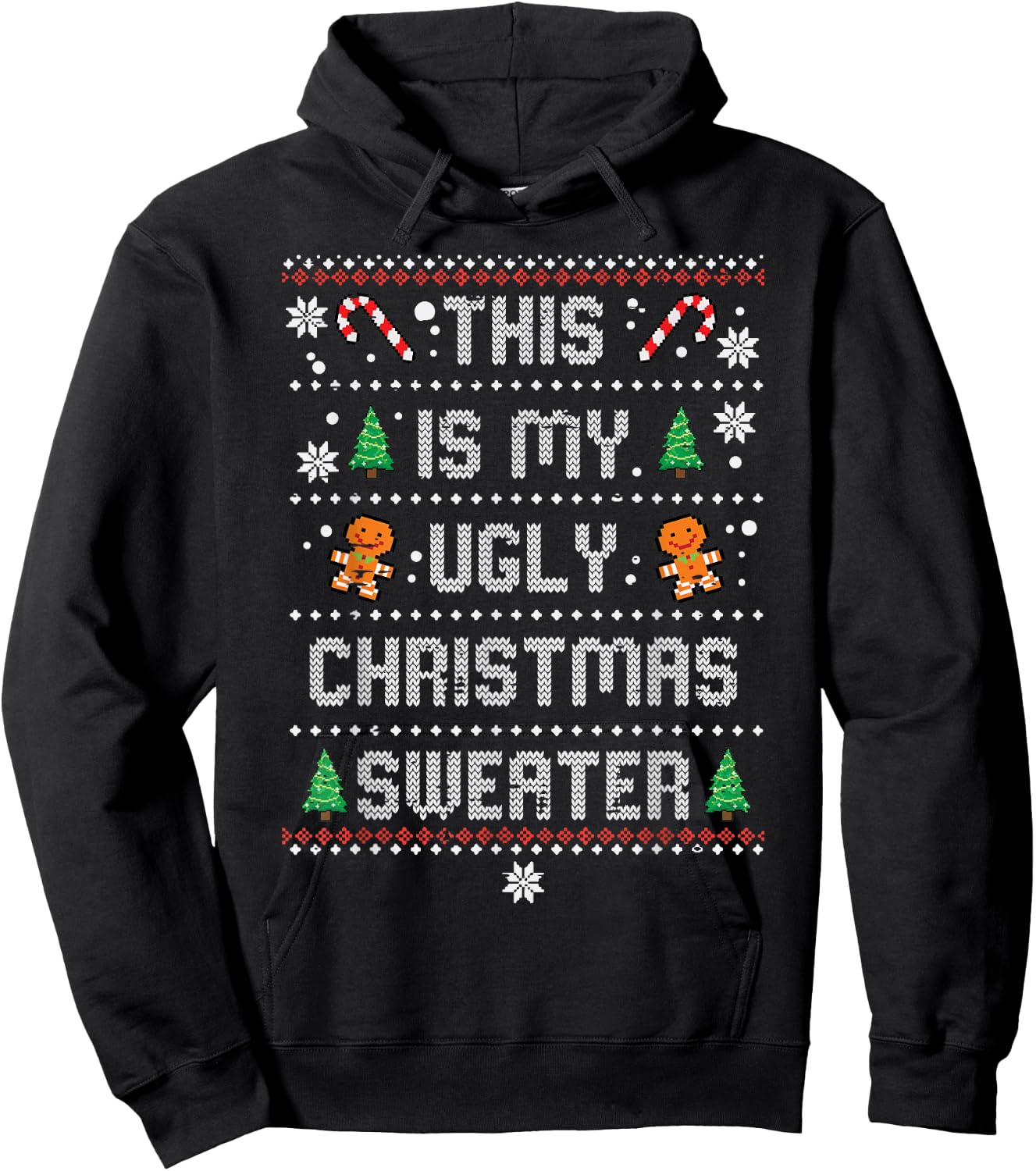 This Ugly Christmas Sweater Vintage Xmas Men Women Kids Hoodie - Hoodie | Black