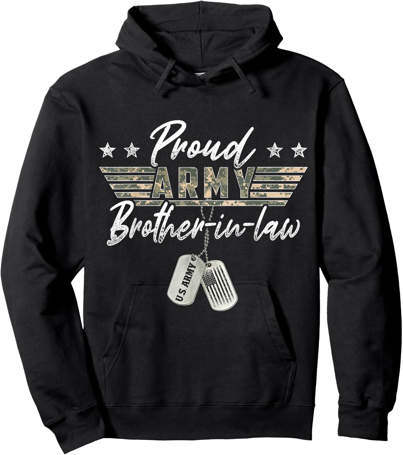 Proud Army Brother-In-Law American Veteran Military Hoodie - Hoodie | Black