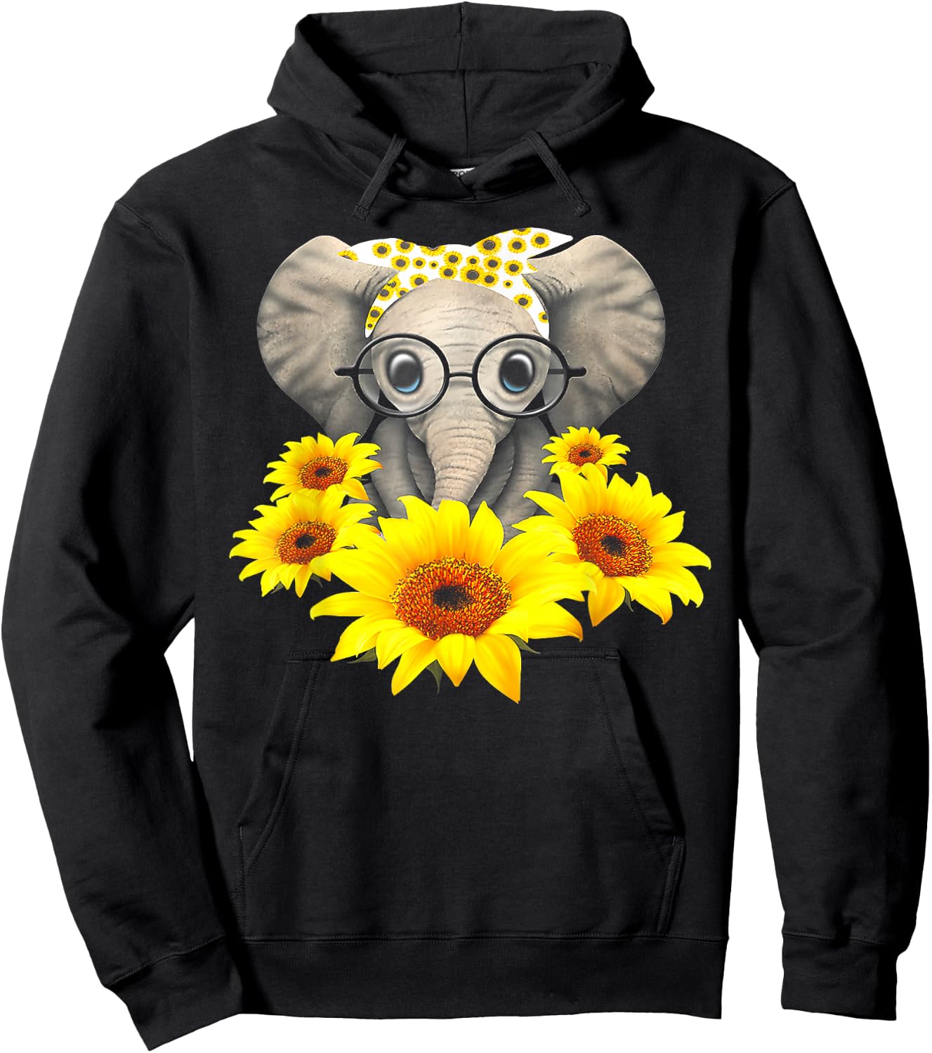 Sunflower Elephant Fun Elephant Animal Lover Gifts Hoodie - Hoodie | Black