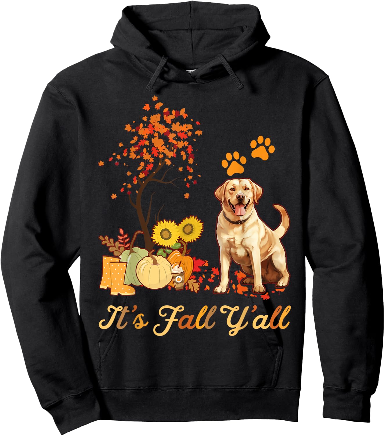 Labrador Retriever Fall Autumn Leaf Maple Tree Thanksgiving Hoodie - Hoodie | Black