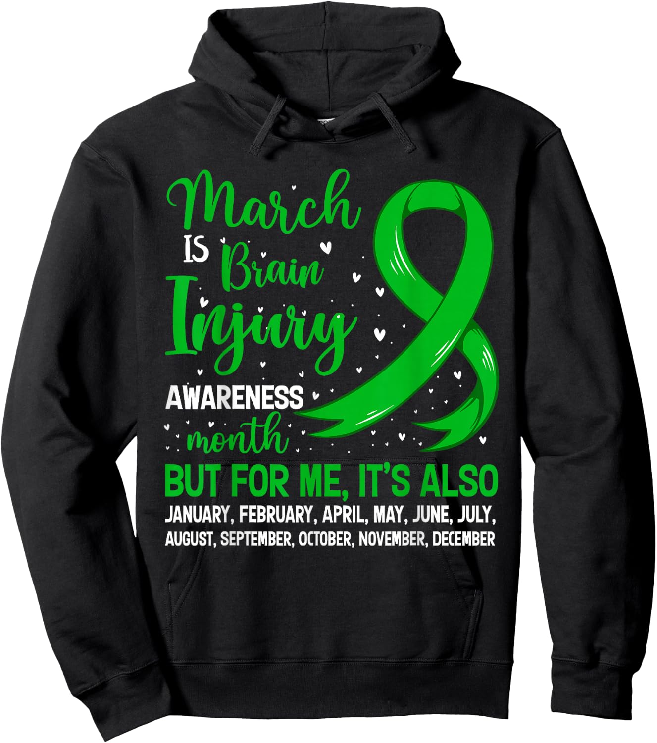 March Is Brain Injury Awareness Month Warrior Support Hoodie - Hoodie | Black
