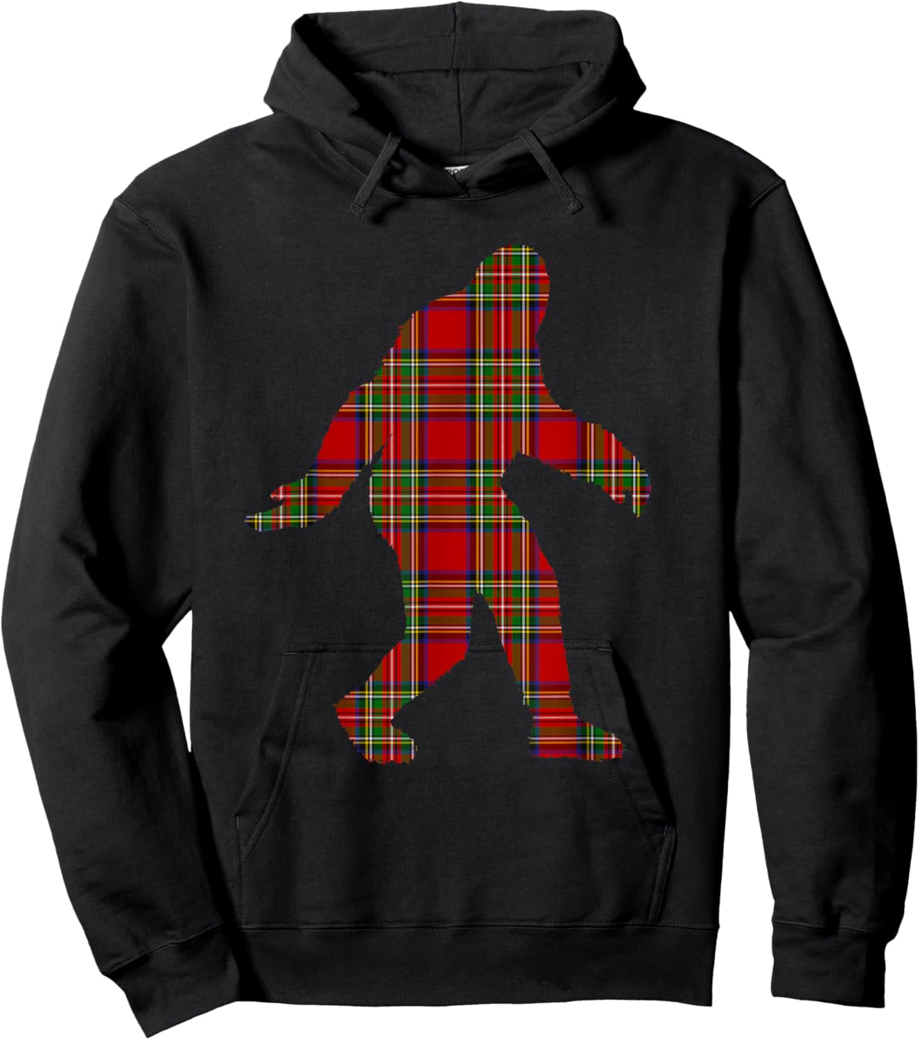 Stewart Plaid Bigfoot Scottish Pride Tartan Hoodie - Hoodie | Black