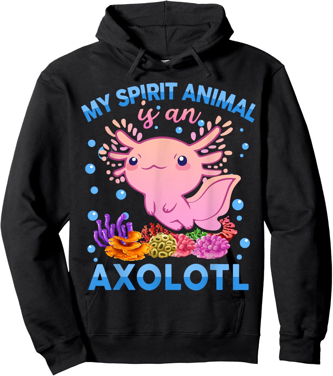 Axolotl-Shirt My Spirit Animal Is Axolotl Cute Boy Girl Kids Hoodie - Hoodie | Black