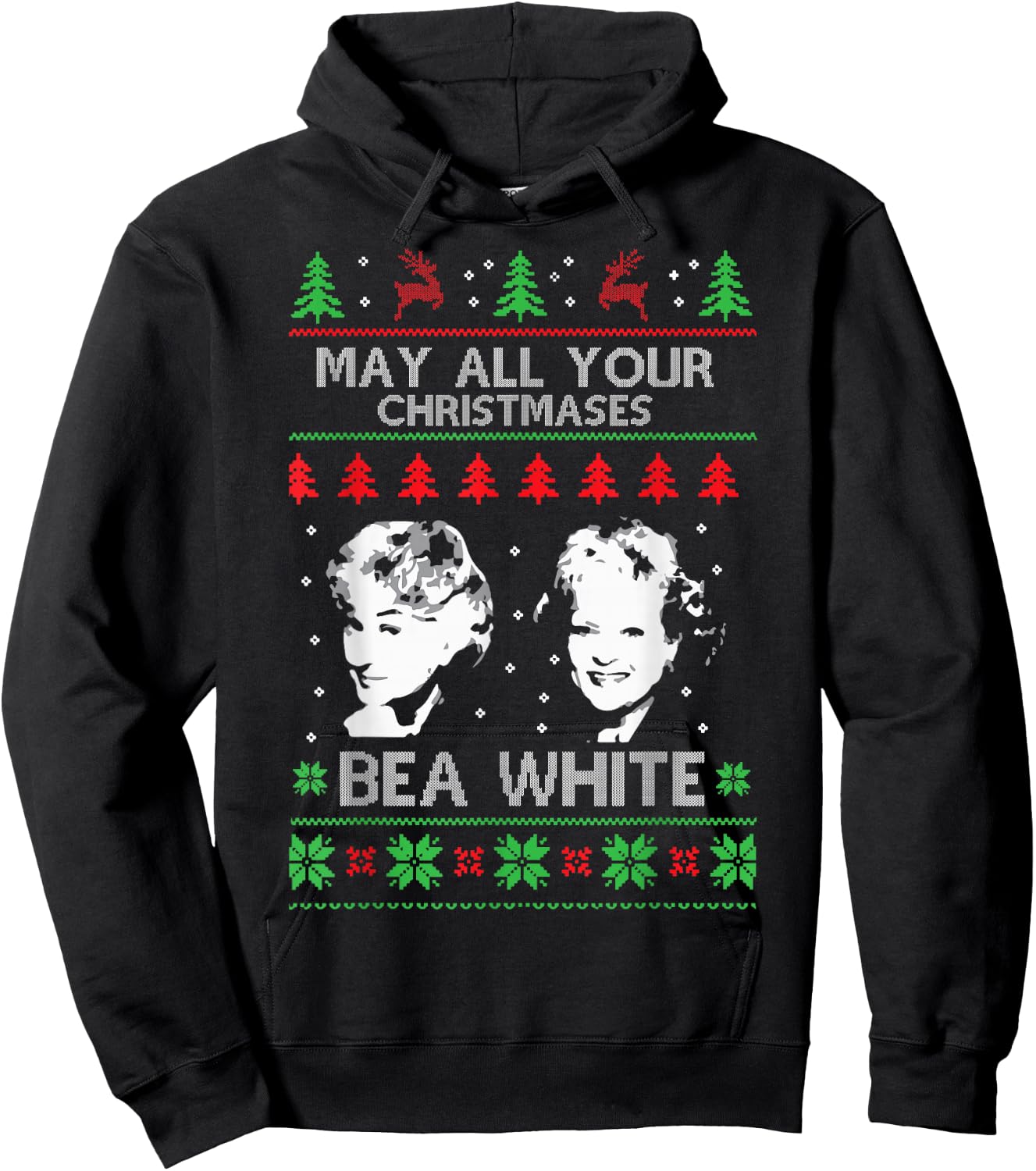 May All Your Christmases Bea White Funny Holiday Festive Hoodie - Hoodie | Black