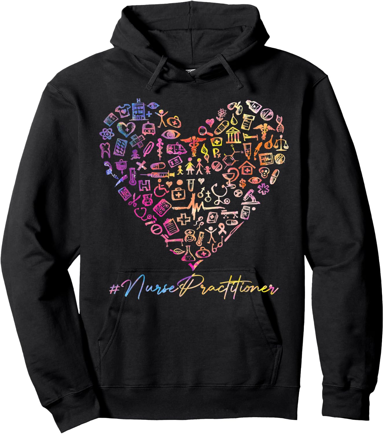 Tie Dye Stethoscope Heart Nurse Practitioner Nurses Day Hoodie - Hoodie | Black