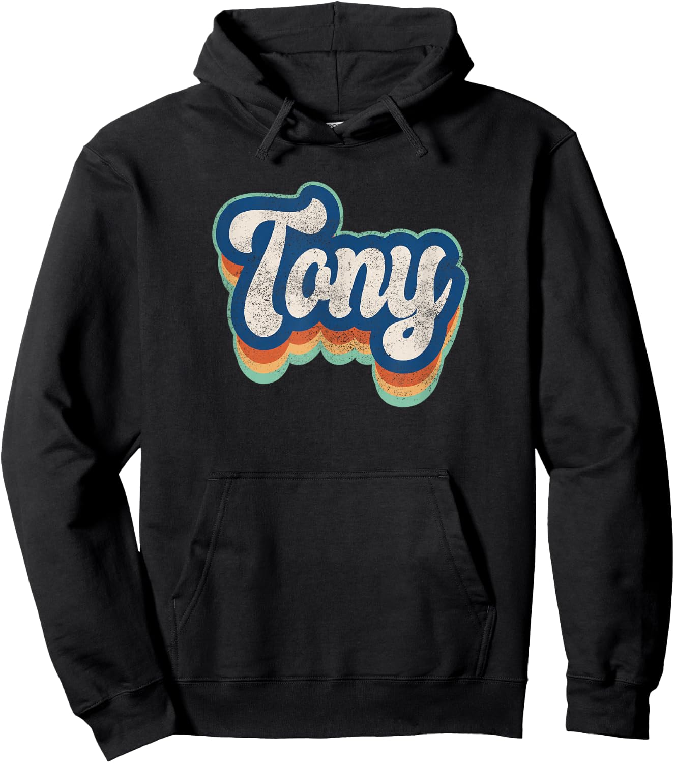 Tony First Name Boy Vintage Style 70s 80s Personalized Hoodie - Hoodie | Black