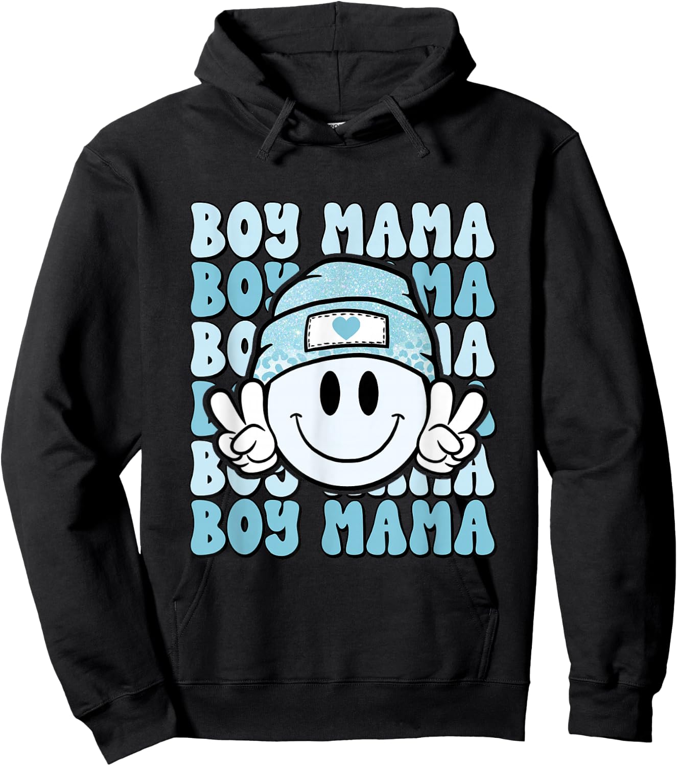 Boy Mama, Retro Gift Mother of Boys, Mom of Sons Hoodie - Hoodie | Black