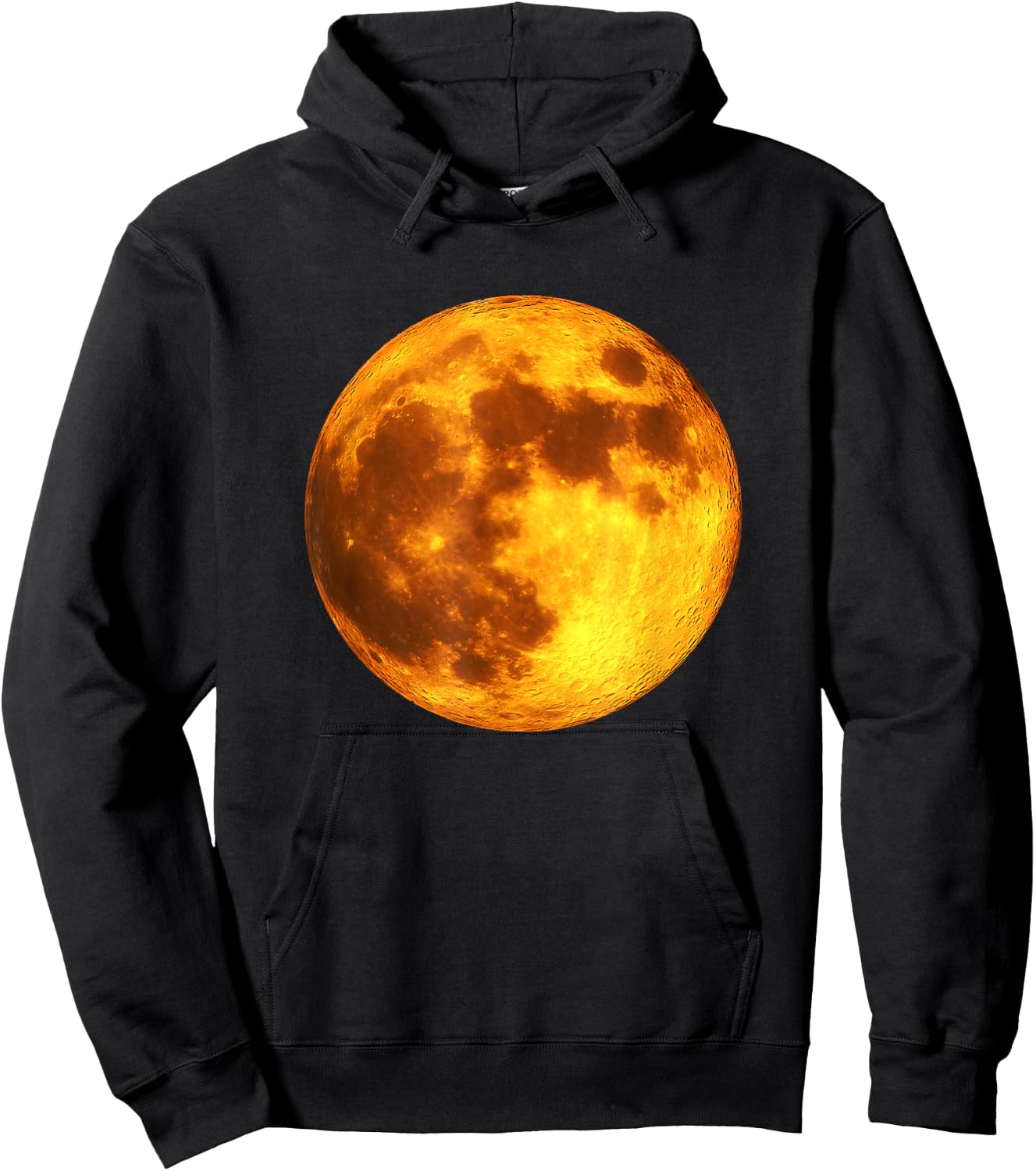 Full Moon Space Art -Amber Orange Moon Hoodie - Hoodie | Black