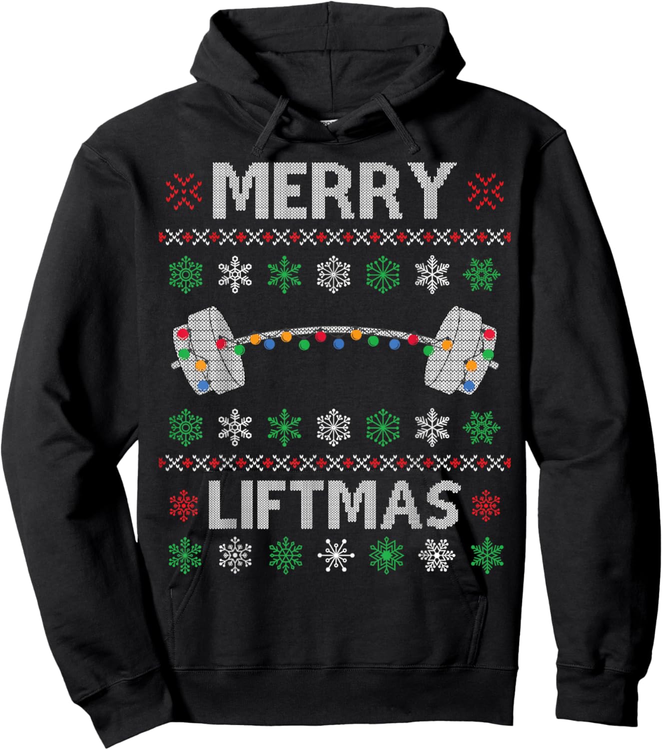 Merry Liftmas Funny Christmas Ugly Gym Workout Fitness Hoodie - Hoodie | Black