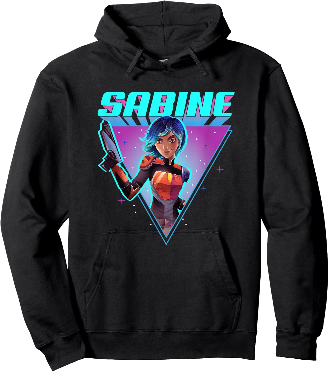 Star Wars Forces Of Destiny Sabine Wren Bright Neon Portrait Hoodie - Hoodie | Black