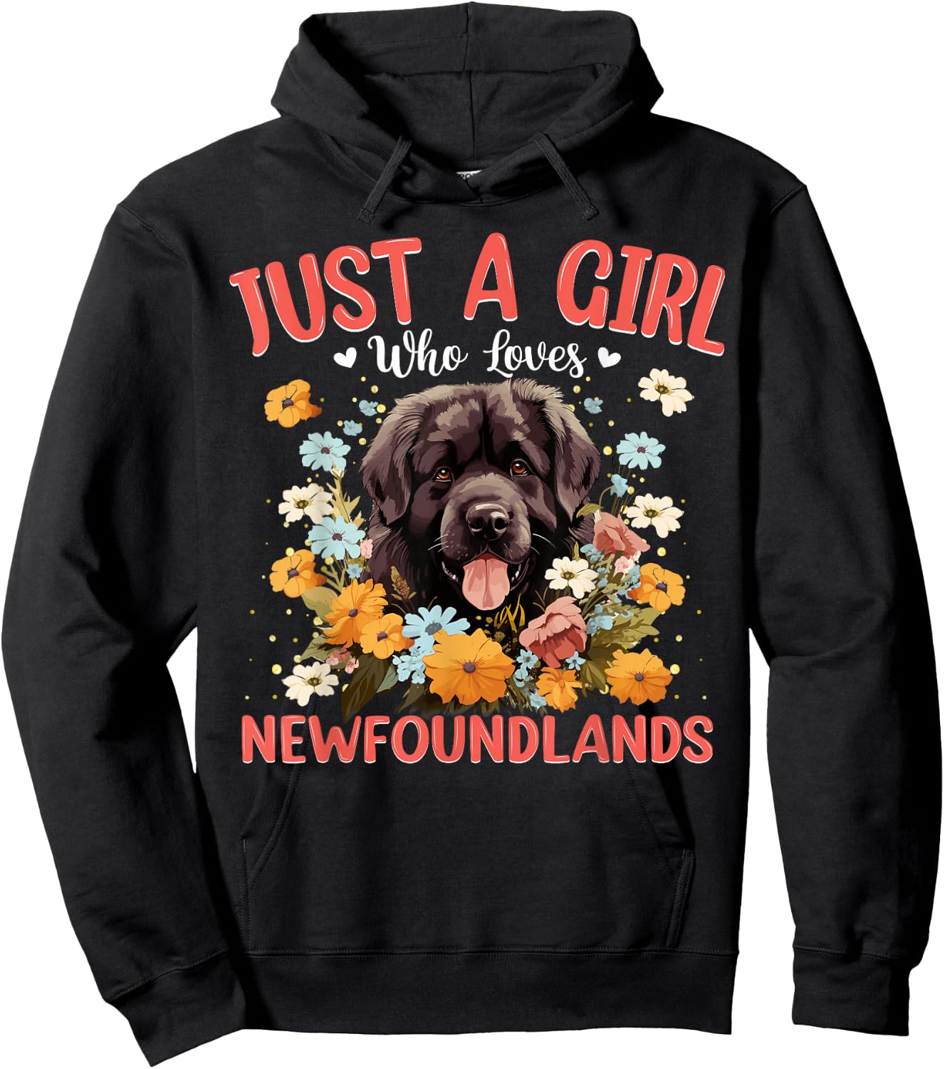 Just A Girl Who Loves Newfoundland Dog Women and Girls Hoodie - Hoodie | Black