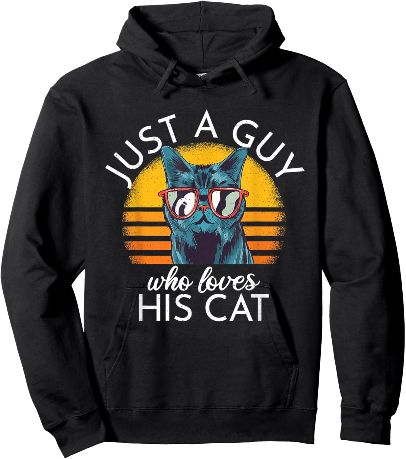 Just a Guy Who Loves His Cat cats Retro Vinatge Women Hoodie - Hoodie | Black