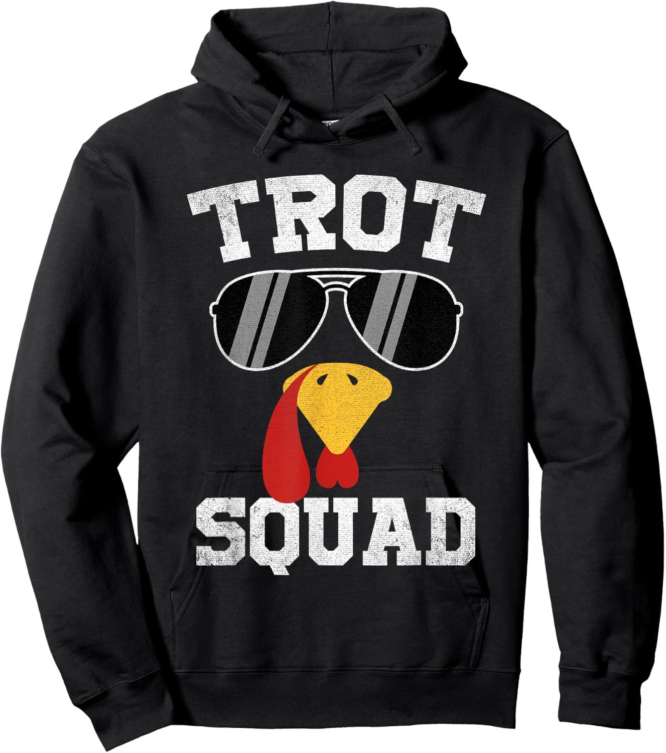 Running Turkey Sunglasses Trot Squad Thanksgiving Hoodie - Hoodie | Black