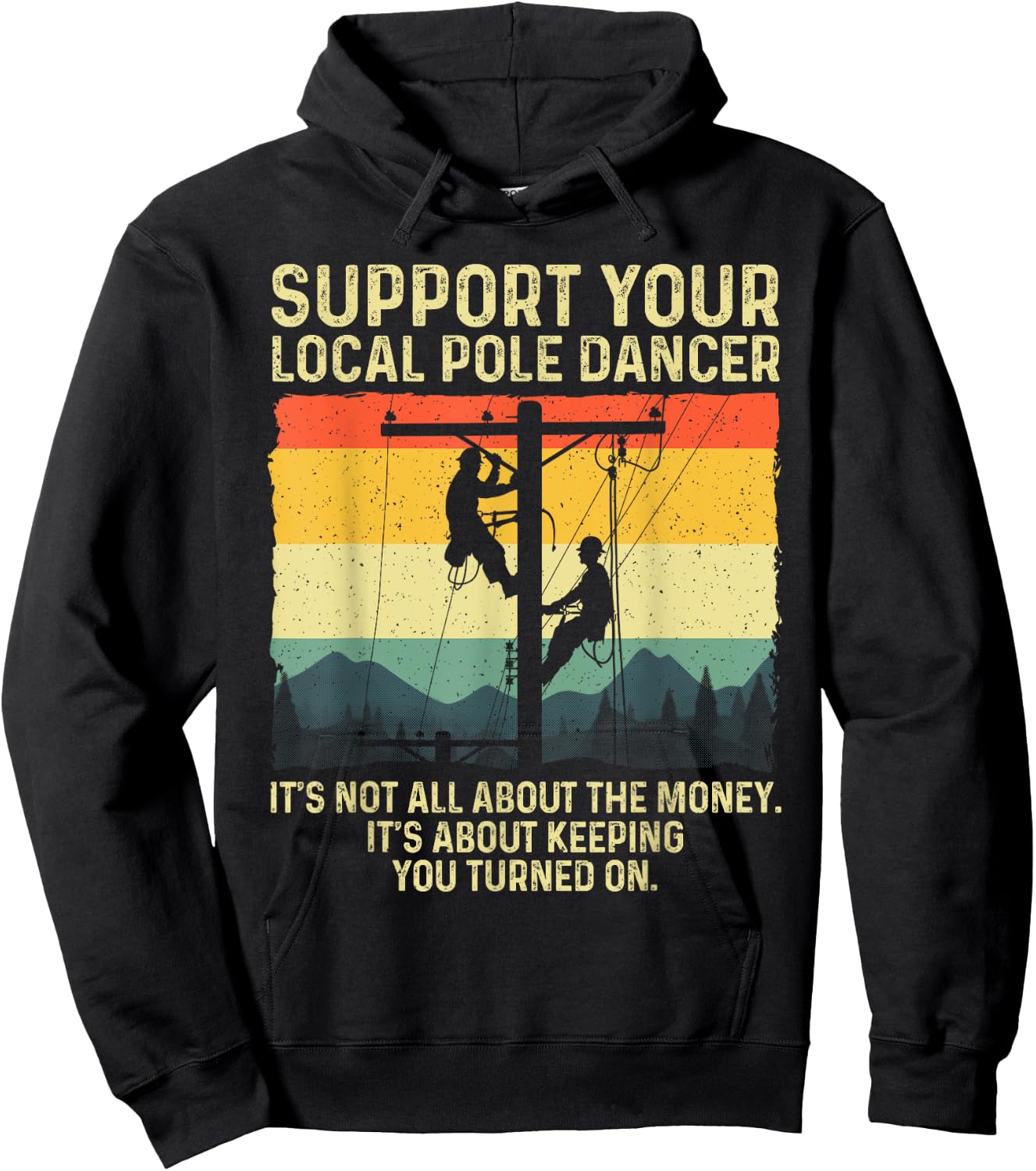 Funny Lineman Design For Electrician Men Electrical Lineman Hoodie - Hoodie | Black