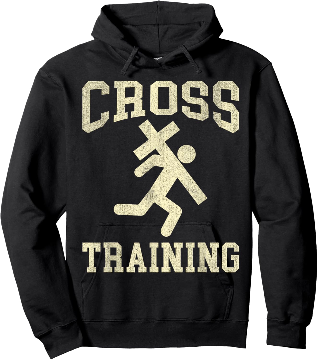 Cross Training Funny Running Christian Cross Vintage Hoodie - Hoodie | Black