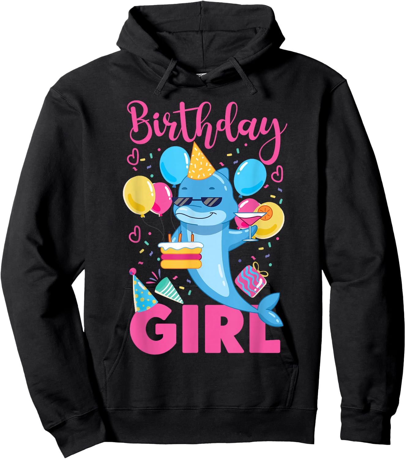 Dolphin Birthday Birthday Girl Hoodie - Hoodie | Black