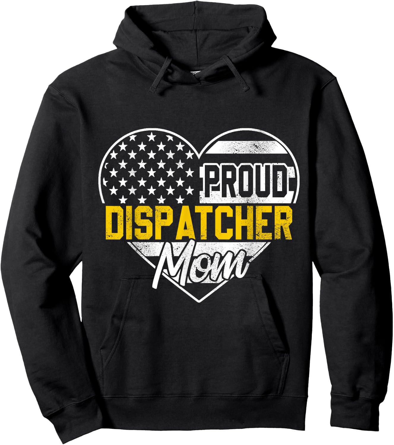 Proud 911 Dispatcher Mom American Flag Rescue Thin Gold Line Men Hoodie - Hoodie | Black
