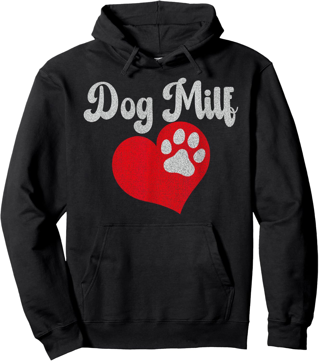 Vintage Dog Milf Cute Red Heart Dog Paw Dog Mom Hoodie - Hoodie | Black