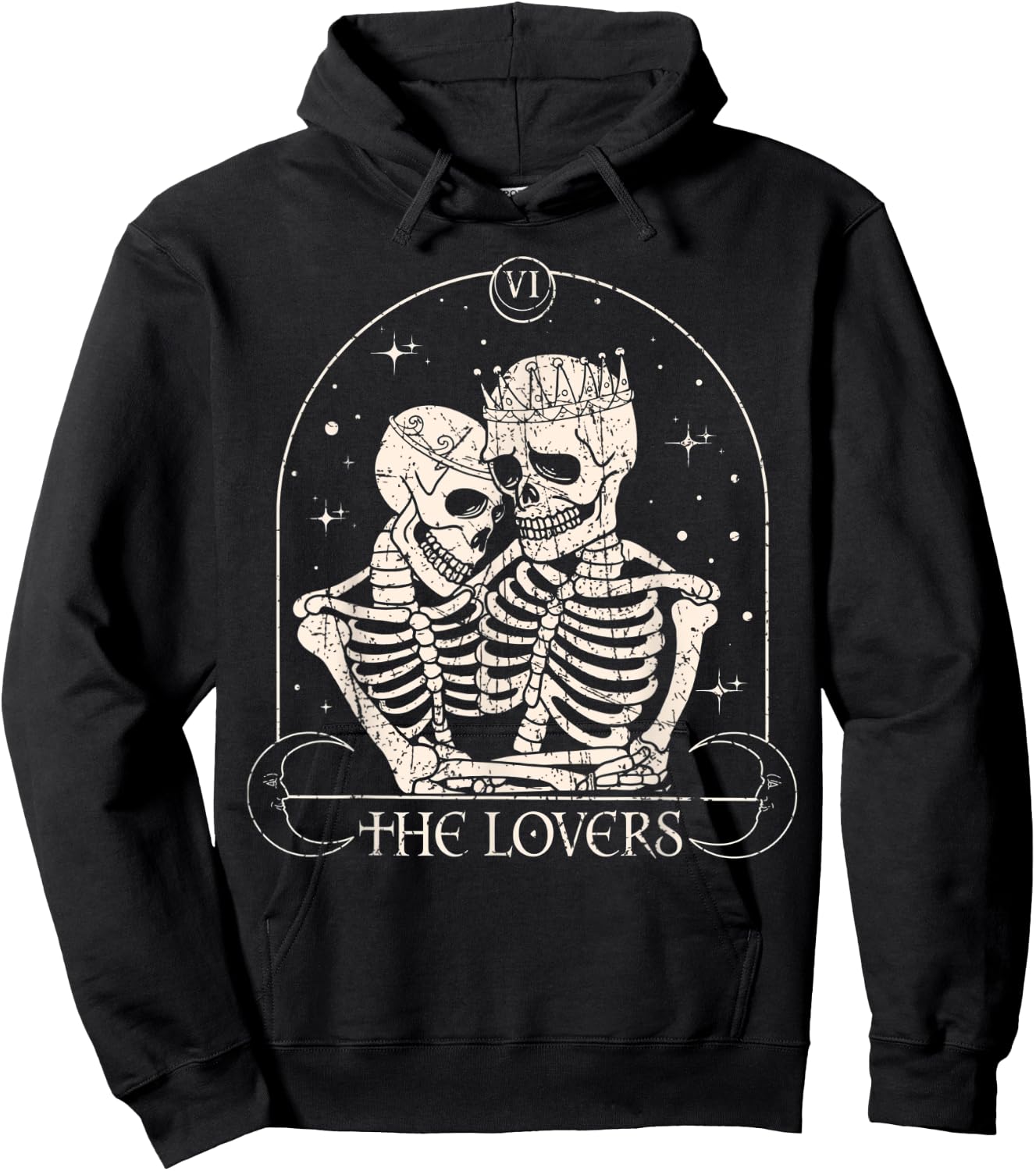 The Lovers Tarot Card Skeleton Valentines Day Halloween Hoodie - Hoodie | Black