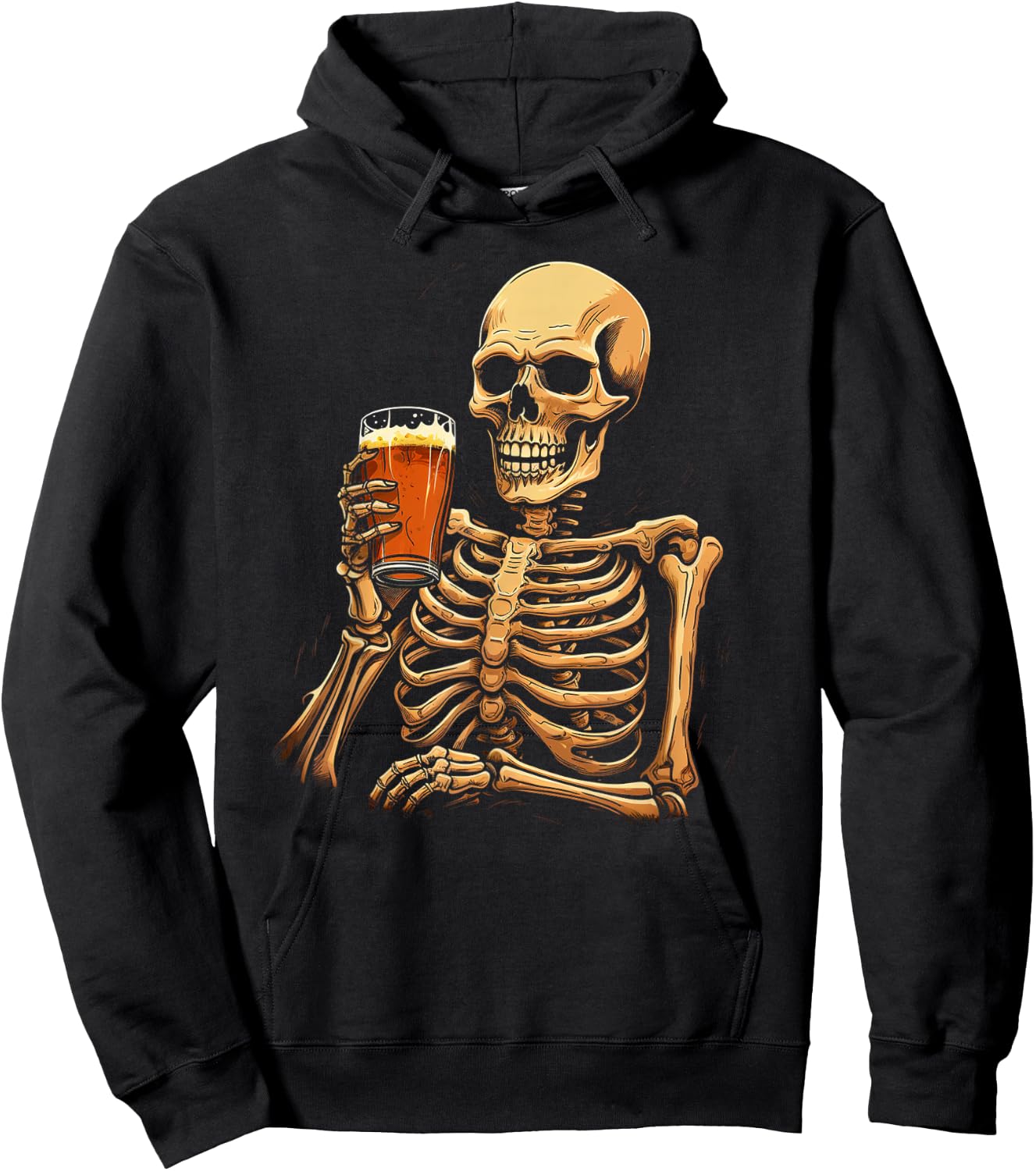 Skeleton Drinking Beer Hoodie - Hoodie | Black