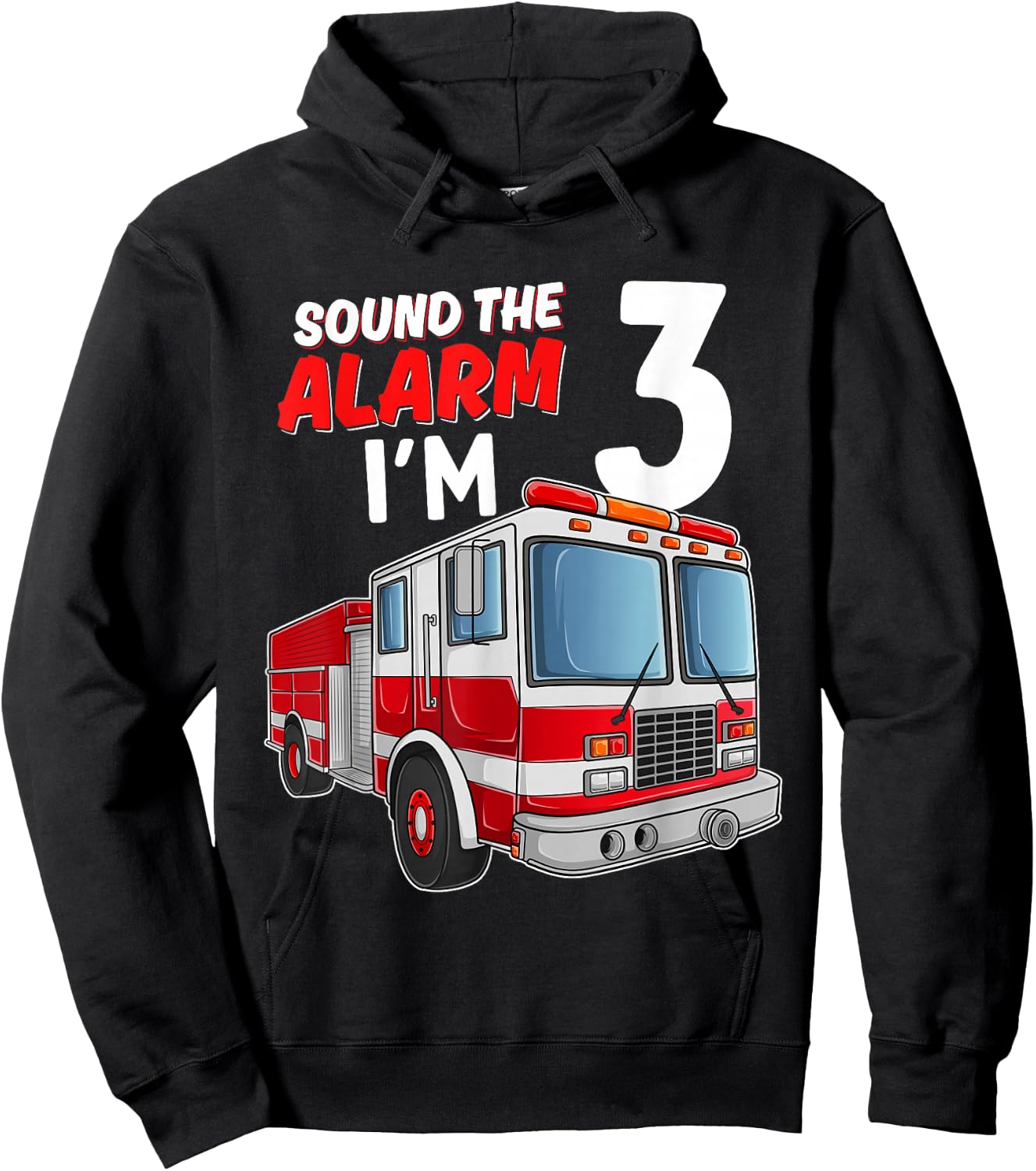 Kids Fire Truck 3rd Birthday 3 Years Old Boys Girls Kids Hoodie - Hoodie | Black