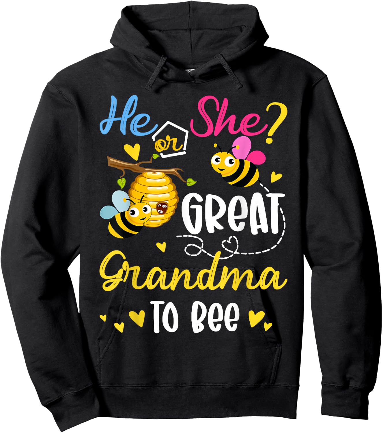 He Or She What Will It Bee Gender Reveal For Great Grandma Hoodie - Hoodie | Black