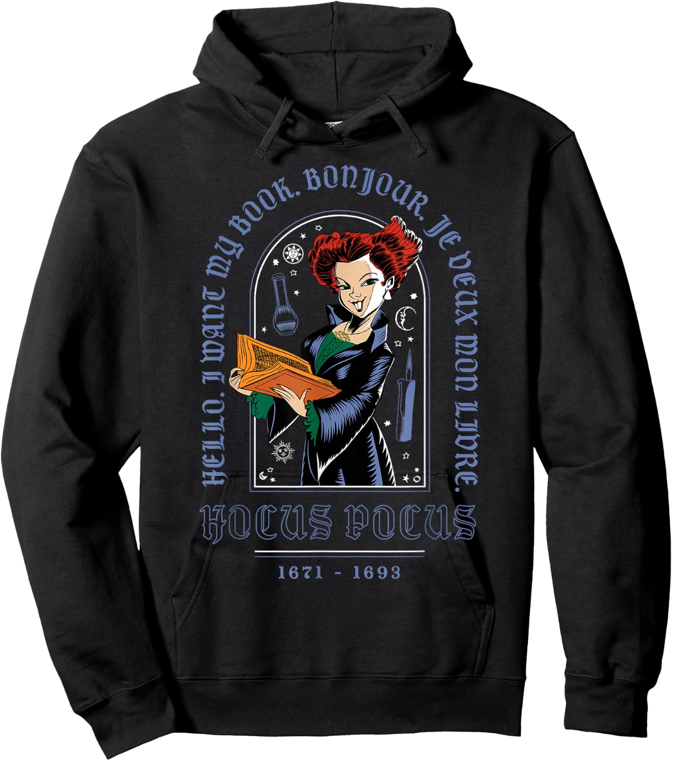 Disney Hocus Pocus Halloween Winifred Sanderson Want My Book Hoodie - Hoodie | Black