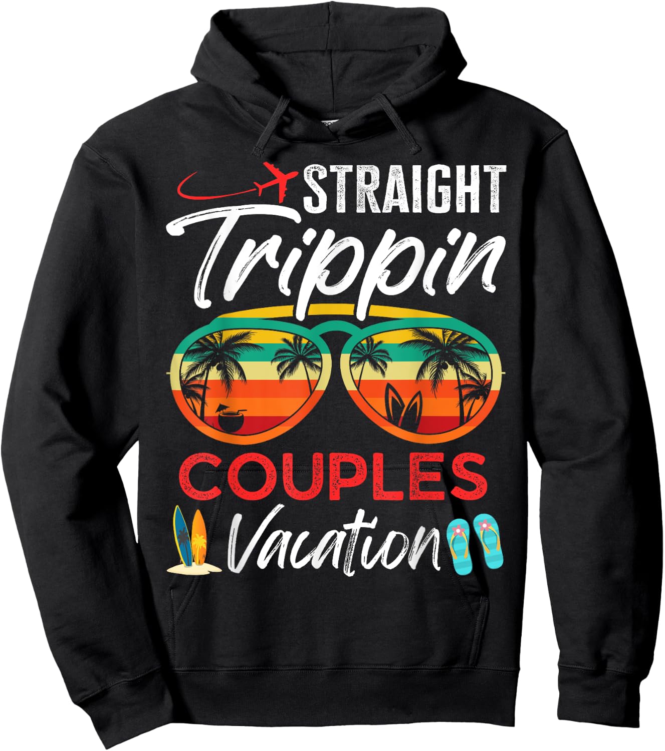 Straight Trippin Couples Vacation Travel Honeymoon Matching Hoodie - Hoodie | Black
