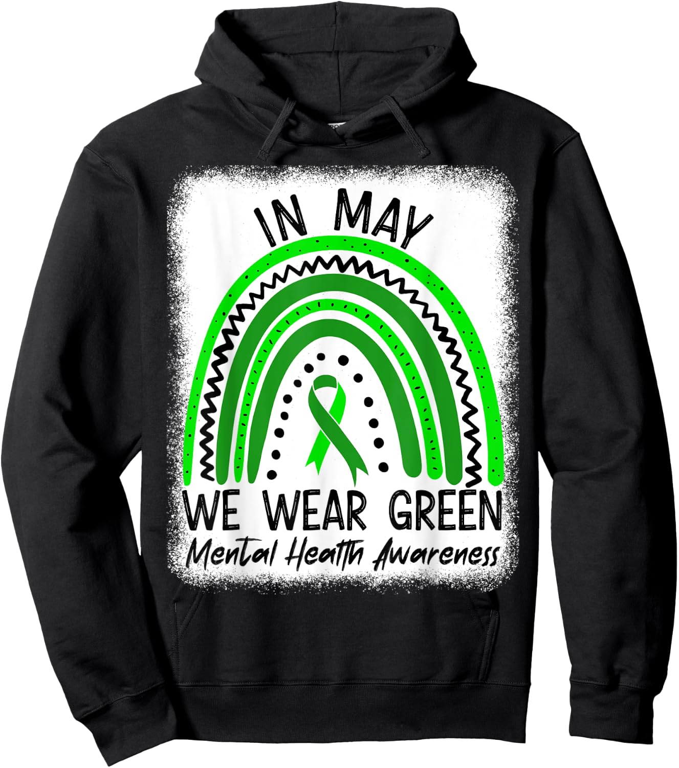 In May We Wear Green Mental Health Awareness Month Hoodie - Hoodie | Black