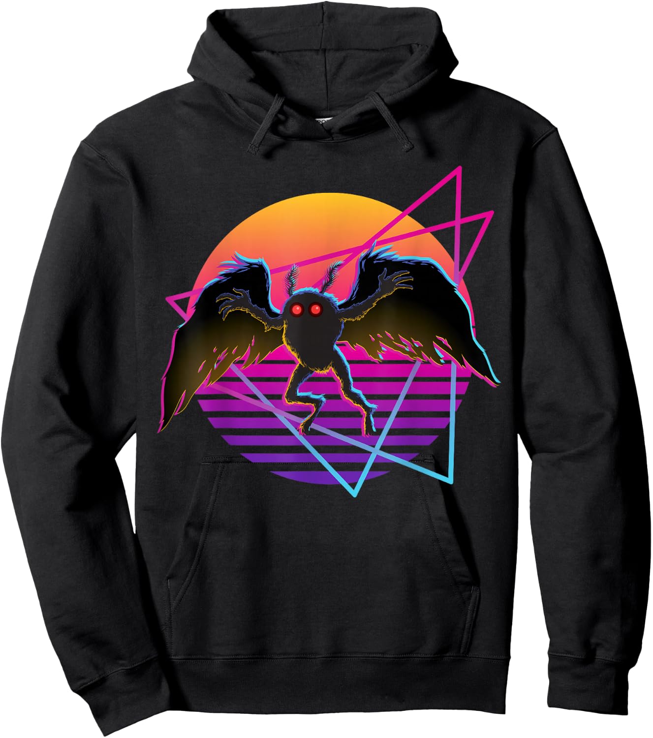 80s Mothman Retro 70s Monster Creepy Folklore Cryptid Hoodie - Hoodie | Black