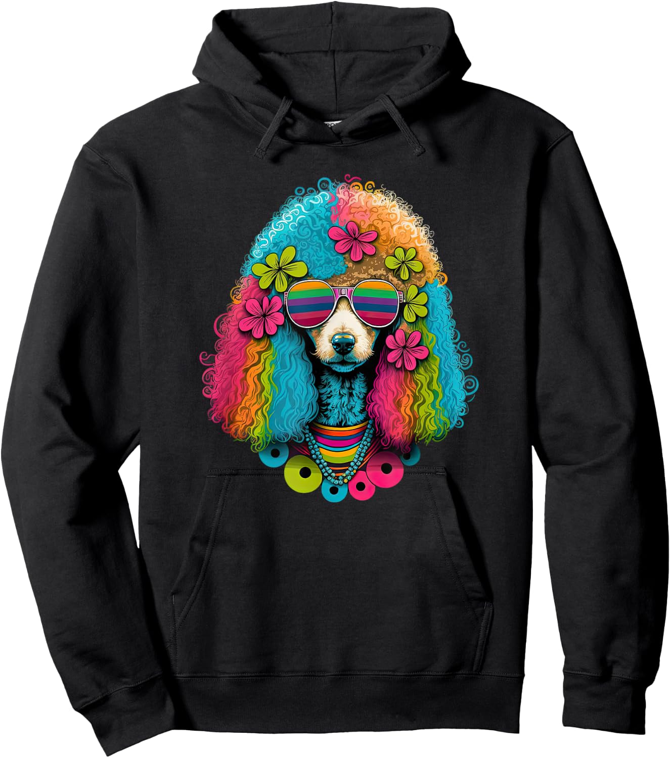 Funny Poodle Dog Miniature Poodle Toy Poodle Hippie Women Girls Kids Hoodie - Hoodie | Black