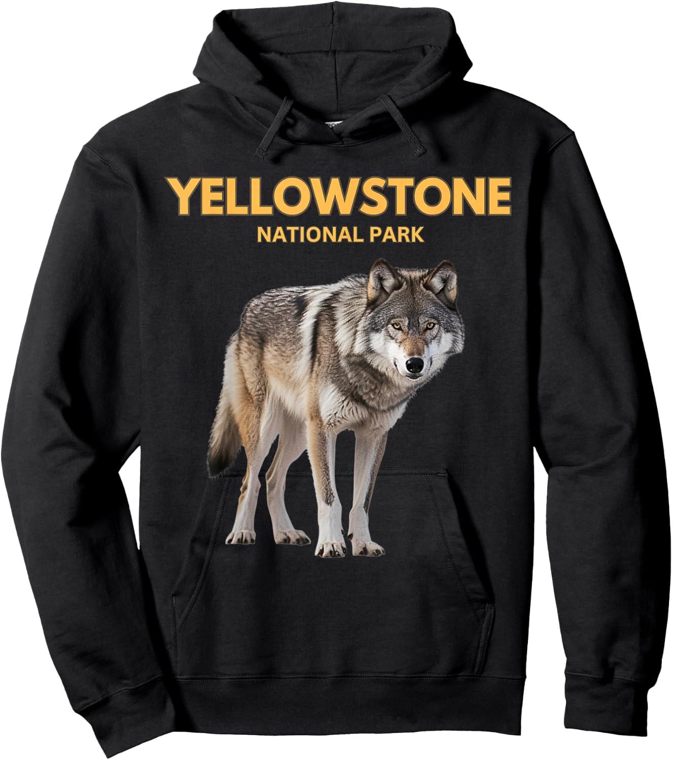 Yellowstone National Park Beautiful Wolf Hoodie - Hoodie | Black