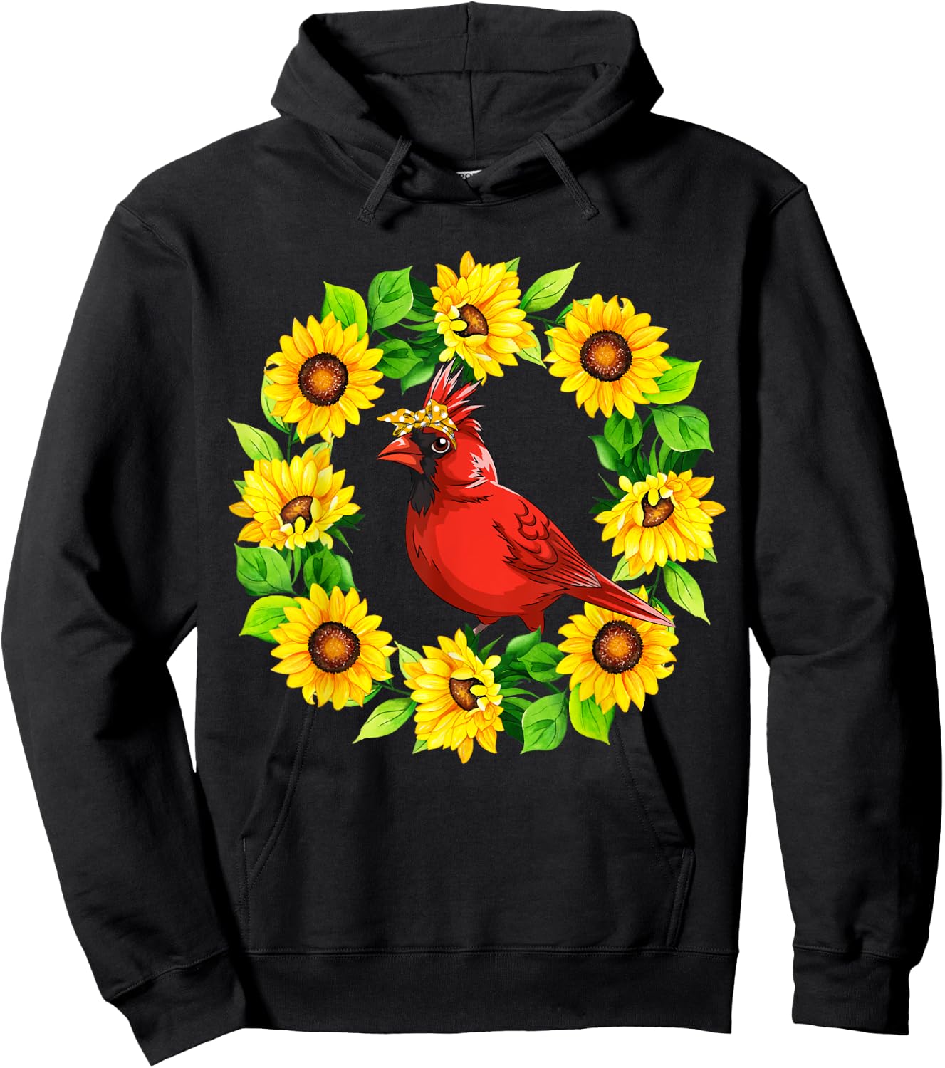 Cardinal Bird Bow Tie In Sunflowers Circle Animal Lover Kids Hoodie - Hoodie | Black