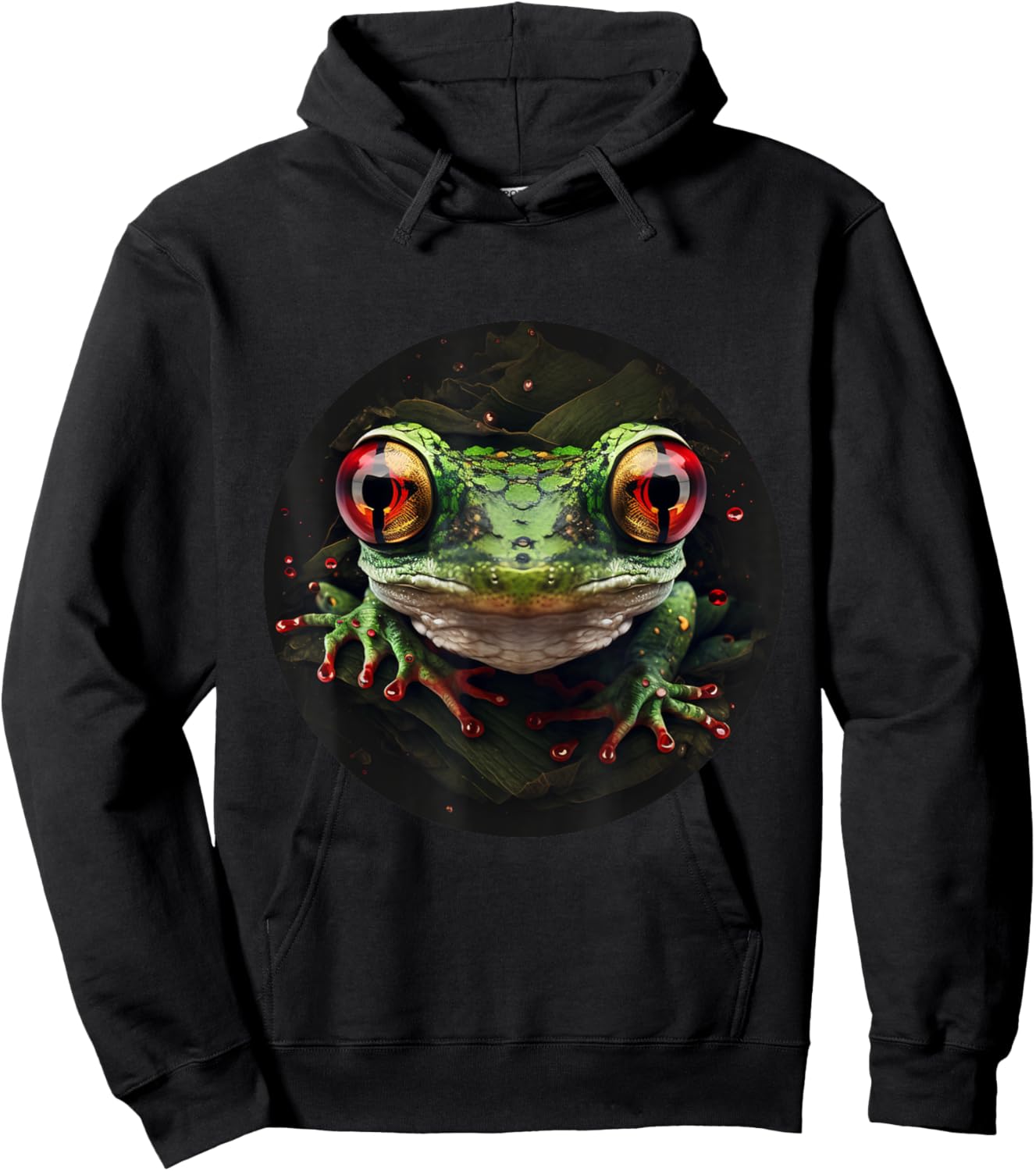 Red Eyed Tree Frog Leaping Frog Rainforest Amphibian Hoodie - Hoodie | Black