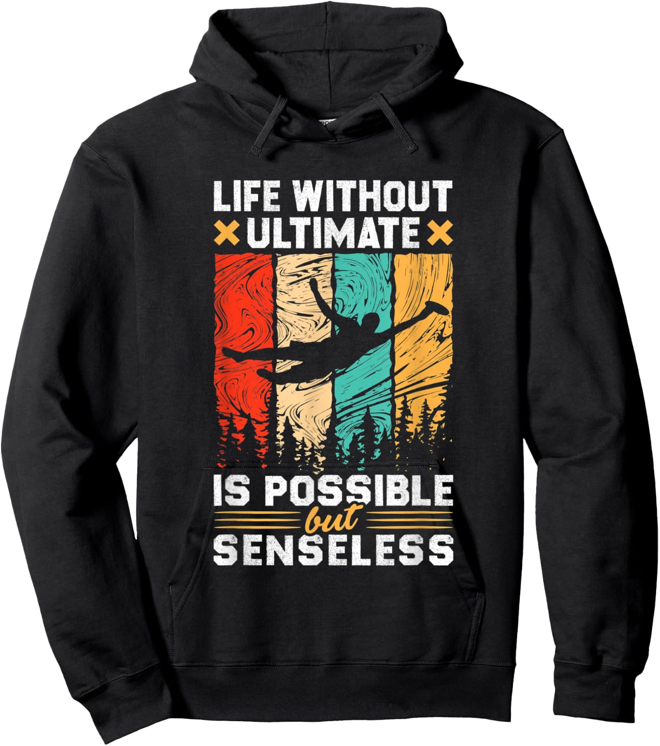 Retro Ultimate Frisbee Player Men Women Vintage Flying Disc Hoodie - Hoodie | Black