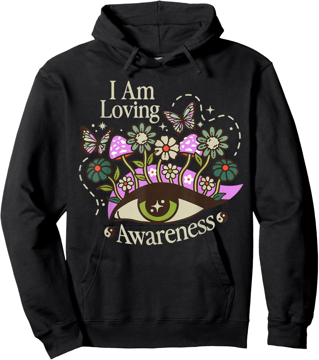 I Am Loving Awareness, Ram Dass Mantra, Mandala Hoodie - Hoodie | Black
