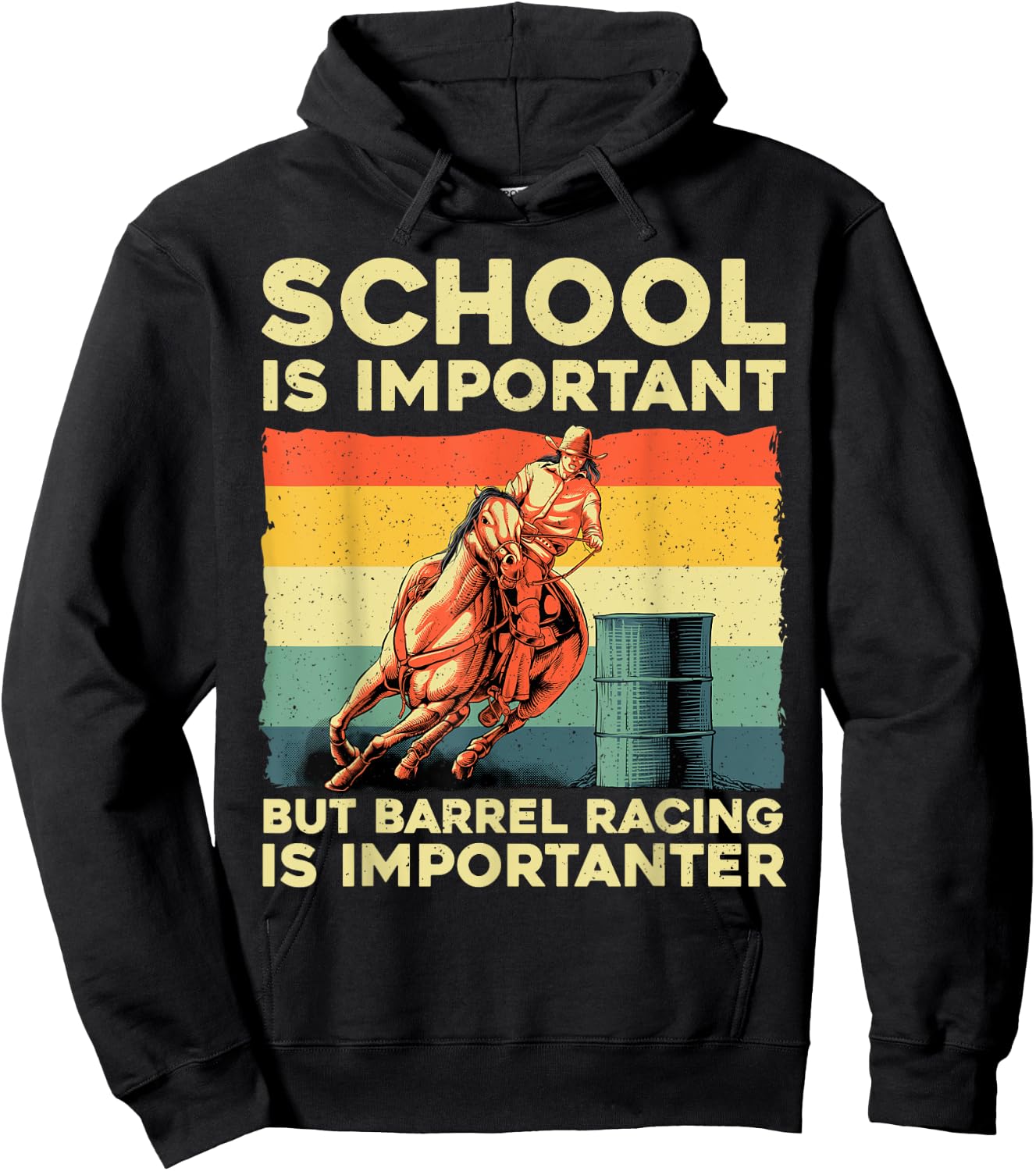 Best Barrel Racing Art Women Kids Barrel Racer Hoodie - Hoodie | Black